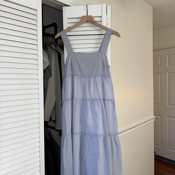 Madewell Button-Back Tiered ‘Striped Midi Dress’ in Light Blue - Picture 4 of 8